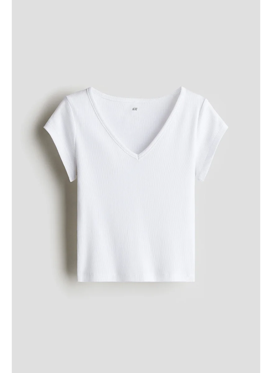 اتش اند ام Ribbed Cotton Jersey Top