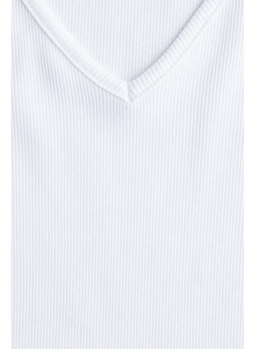 اتش اند ام Ribbed Cotton Jersey Top
