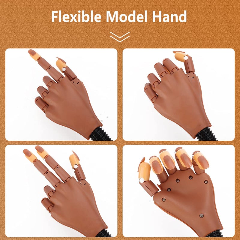 LIONVISON Practice Hand for Acrylic Nails - Flexible Movable Practice Nail Hand with 100 Pcs Refill Nail Tips - Image 2