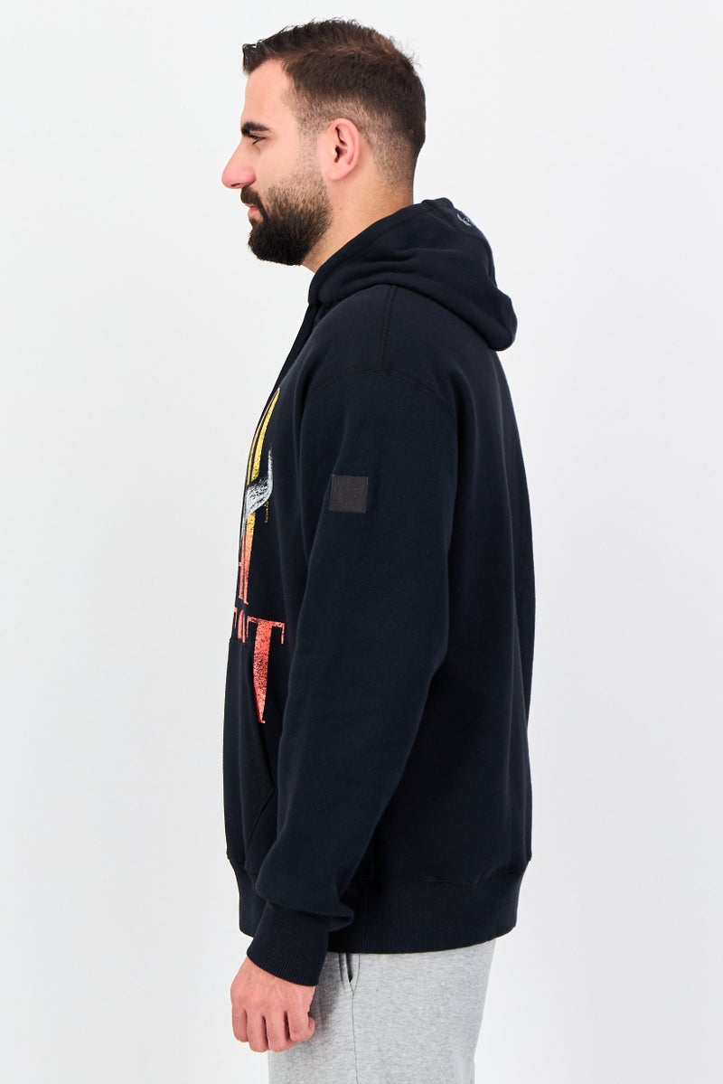 UNDER ARMOUR هودي خارجي بأكمام طويلة فضفاضة للرجال من أندر أرمور × مشروع روك، أسود - Image 2