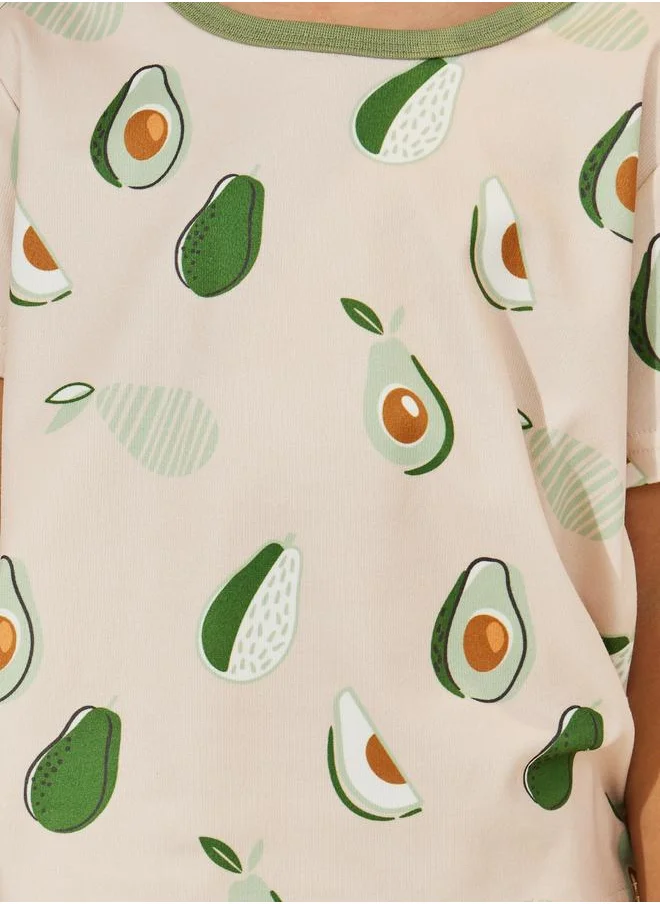 Styli Avocado Print T-Shirt & Shorts Set