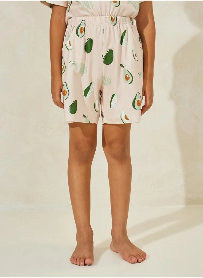 Styli Avocado Print T-Shirt & Shorts Set