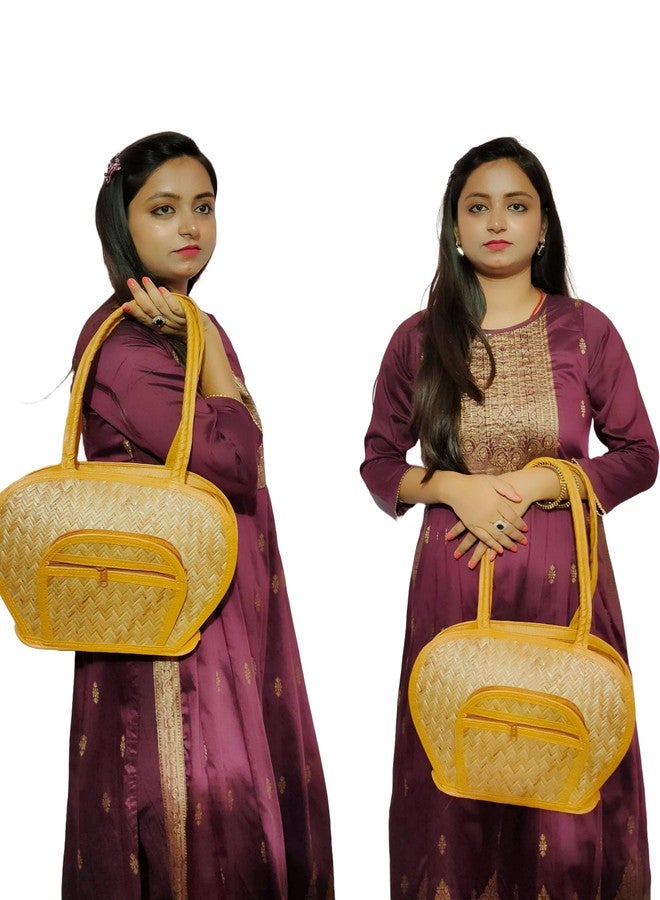 CLASSIQUE Bamboo Bag For Women Apple Shoulder Bag Shital Pati Eco-Friendly Handmade - Image 2