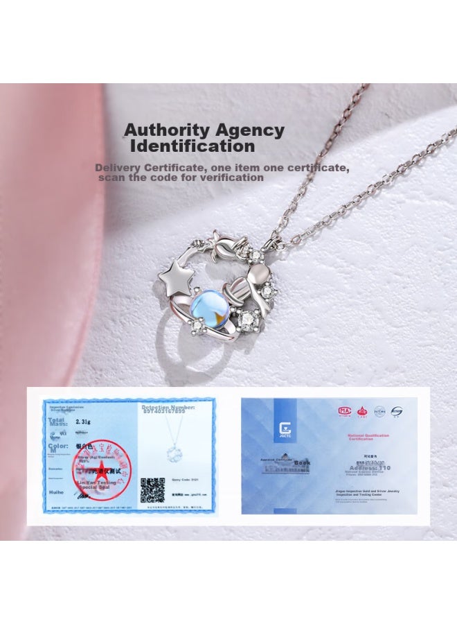 Manhe S925 Silver Necklace For Women With Pendant, Collarbone Chain elry, New Year Birthday Gift For Wife Or Girlfriend - Image 2