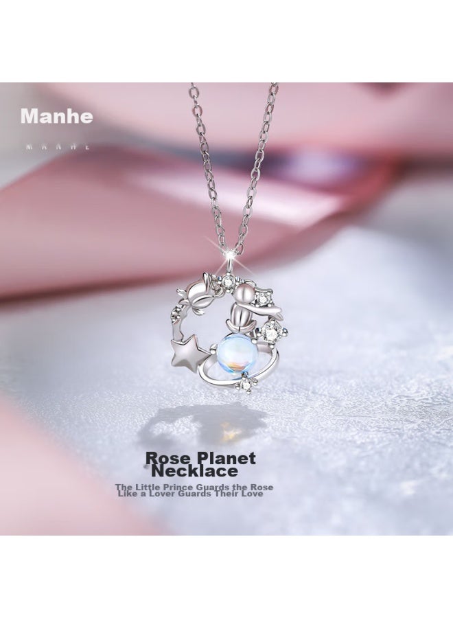 Manhe S925 Silver Necklace For Women With Pendant, Collarbone Chain elry, New Year Birthday Gift For Wife Or Girlfriend - Image 1