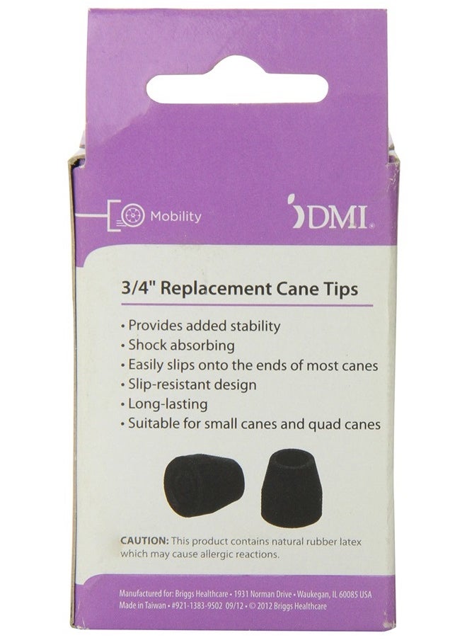 DMI Walker and Cane Tips with Metal Inserts, ¾ Inch, Black, 2 Count (Pack of 1)  - Image 4