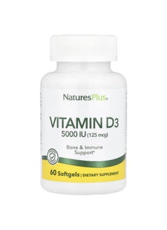 Natures Plus NaturesPlus, Vitamin D3, 125 mcg (5,000 IU), 60 Softgels  - Image 1