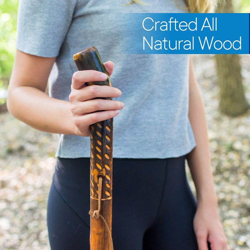 RMS Natural Wood Walking Stick - 48 Inch Handcrafted Wooden Hiking Stick - Assisting Men or Women with Disability or Limited Mobility (Rain Drop Handle, 48 Inch) - Image 2