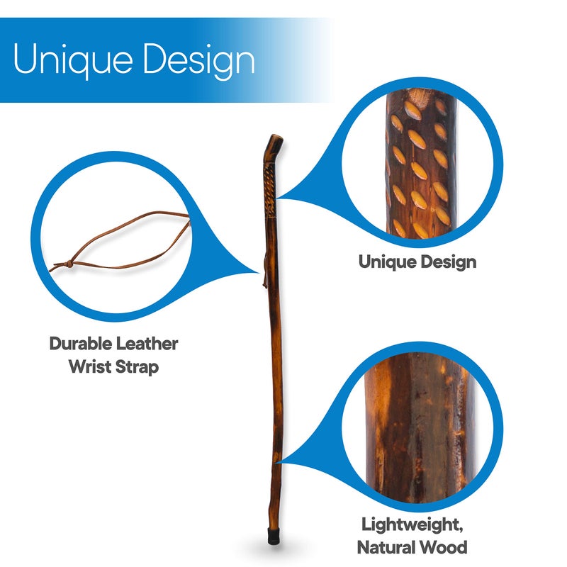 RMS Natural Wood Walking Stick - 48 Inch Handcrafted Wooden Hiking Stick - Assisting Men or Women with Disability or Limited Mobility (Rain Drop Handle, 48 Inch) - Image 4
