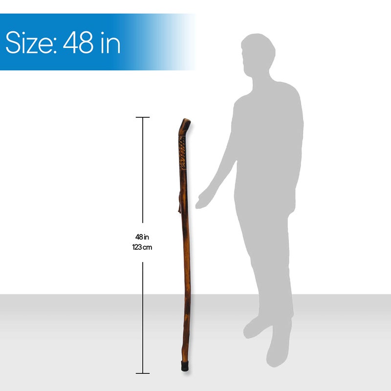 RMS Natural Wood Walking Stick - 48 Inch Handcrafted Wooden Hiking Stick - Assisting Men or Women with Disability or Limited Mobility (Rain Drop Handle, 48 Inch) - Image 5