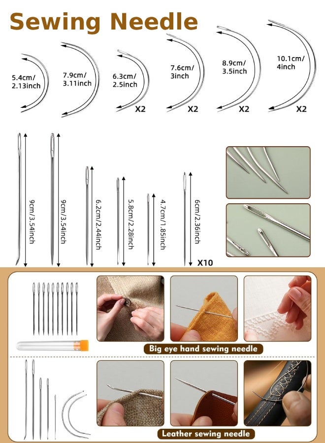 Farahom Heavy Duty Leather Sewing Kit, 48pcs Upholstery Repair Kit with Hand Stitching Needles, Sewing Awl Tools, Upholstery Threads, Seam Ripper, Leather Craft Tools for Car Seats, Sofa, Shoes, Thobe, Abaya, Backpacks, DIY Repairs - Image 4