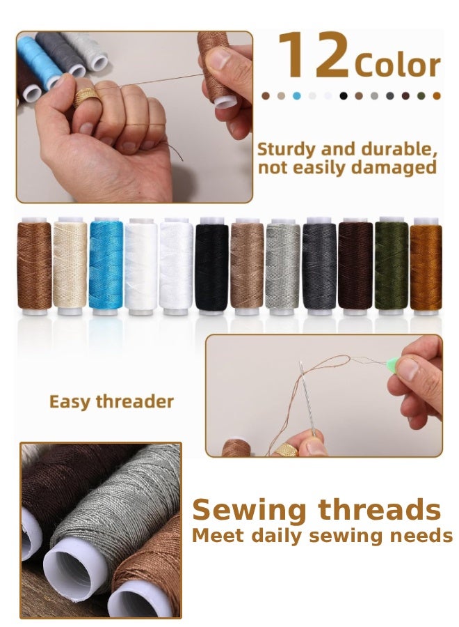 Farahom Heavy Duty Leather Sewing Kit, 48pcs Upholstery Repair Kit with Hand Stitching Needles, Sewing Awl Tools, Upholstery Threads, Seam Ripper, Leather Craft Tools for Car Seats, Sofa, Shoes, Thobe, Abaya, Backpacks, DIY Repairs - Image 3
