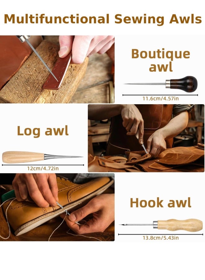 Farahom Heavy Duty Leather Sewing Kit, 48pcs Upholstery Repair Kit with Hand Stitching Needles, Sewing Awl Tools, Upholstery Threads, Seam Ripper, Leather Craft Tools for Car Seats, Sofa, Shoes, Thobe, Abaya, Backpacks, DIY Repairs - Image 5
