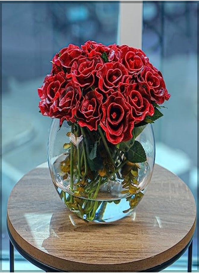 Yatai - Nearly Natural Real Touch Roses, Latex Flexible Wired Roses for Bouquet and Vase Filling Real Look Flowers, Rose Flower for Decorations, 1 pc, Red - Image 1