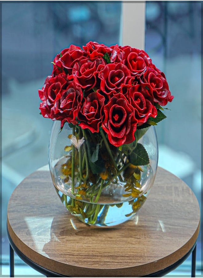 Yatai - Nearly Natural Real Touch Roses, Latex Flexible Wired Roses for Bouquet and Vase Filling Real Look Flowers, Rose Flower for Decorations, 1 pc, Red - Image 1