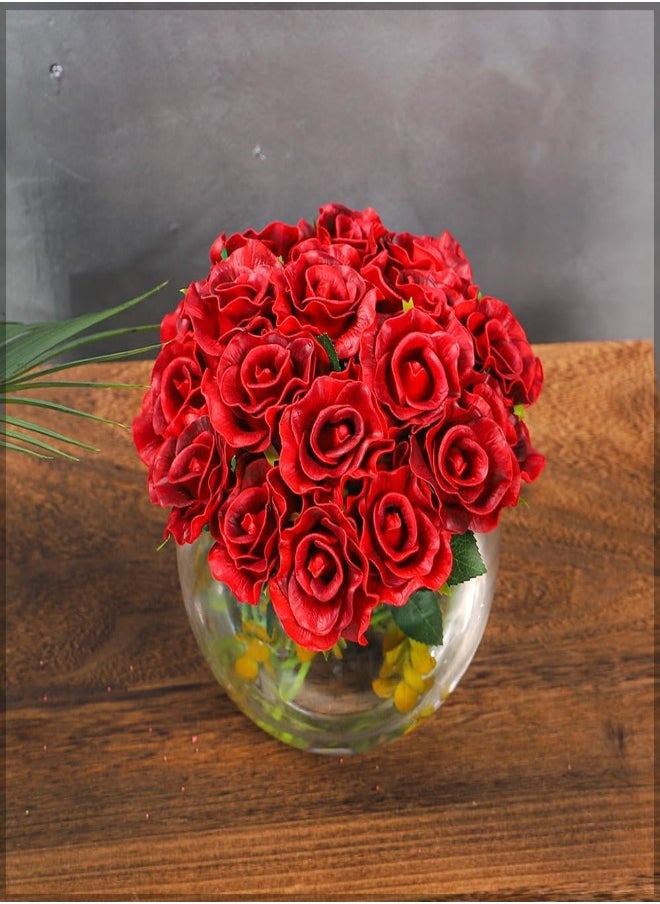 Yatai - Nearly Natural Real Touch Roses, Latex Flexible Wired Roses for Bouquet and Vase Filling Real Look Flowers, Rose Flower for Decorations, 1 pc, Red - Image 1