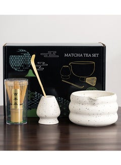 EZGOZ 4-Pieces Matcha Tea Set, Traditional Japanese Handmade Matcha Whisk Kit, Perfect for Tea Ceremony, Gift Giving, and Daily Relaxation-Black&White  - Image 1