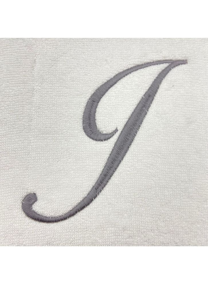 BYFT Embroidered For You (White) Luxury Monogrammed Bath Towel (70 x 140 Cm -Set of 1) 100% Cotton, Highly Absorbent and Quick dry Bath Linen -600 Gsm (Silver Letter J) - Image 3