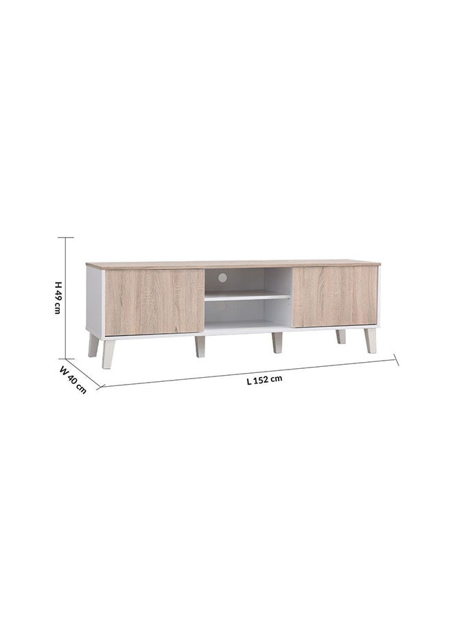DANUBE HOME Juno TV Cabinet For Up To 55 Inches TV Entertainment Modern Design Wall Unit Furniture Wooden TV Stand For Living Room Bedroom TV Rack L152xW40xH49 cm White/Sonoma Oak  - Image 2