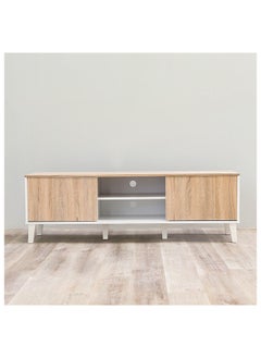 DANUBE HOME Juno TV Cabinet For Up To 55 Inches TV Entertainment Modern Design Wall Unit Furniture Wooden TV Stand For Living Room Bedroom TV Rack L152xW40xH49 cm White/Sonoma Oak  - Image 5