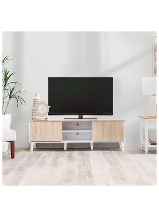 Juno TV Cabinet For Up To 55 Inches TV Entertainment Modern Design Wall Unit Furniture Wooden TV Stand For Living Room Bedroom TV Rack L152xW40xH49 cm White/Sonoma Oak - pzsku/ZE99C07A5CEDF2E18D968Z/45/1747202074/c96d6de5-38bc-45dc-9dad-e6b208178576