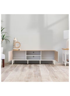 DANUBE HOME Juno TV Cabinet For Up To 55 Inches TV Entertainment Modern Design Wall Unit Furniture Wooden TV Stand For Living Room Bedroom TV Rack L152xW40xH49 cm White/Sonoma Oak  - Image 4