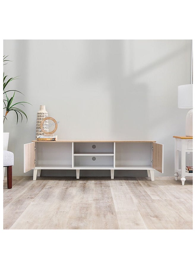 DANUBE HOME Juno TV Cabinet For Up To 55 Inches TV Entertainment Modern Design Wall Unit Furniture Wooden TV Stand For Living Room Bedroom TV Rack L152xW40xH49 cm White/Sonoma Oak  - Image 4