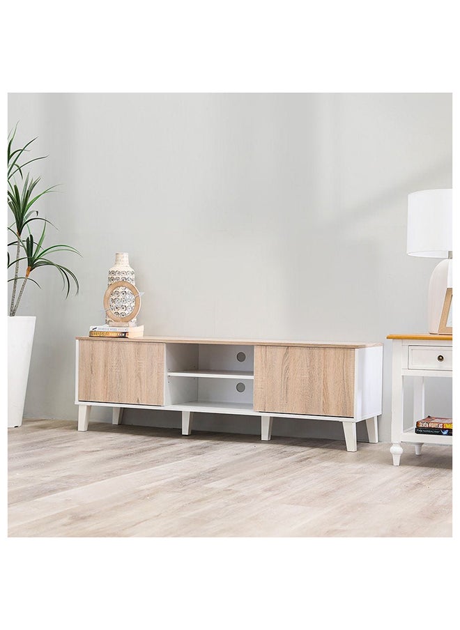 DANUBE HOME Juno TV Cabinet For Up To 55 Inches TV Entertainment Modern Design Wall Unit Furniture Wooden TV Stand For Living Room Bedroom TV Rack L152xW40xH49 cm White/Sonoma Oak  - Image 3