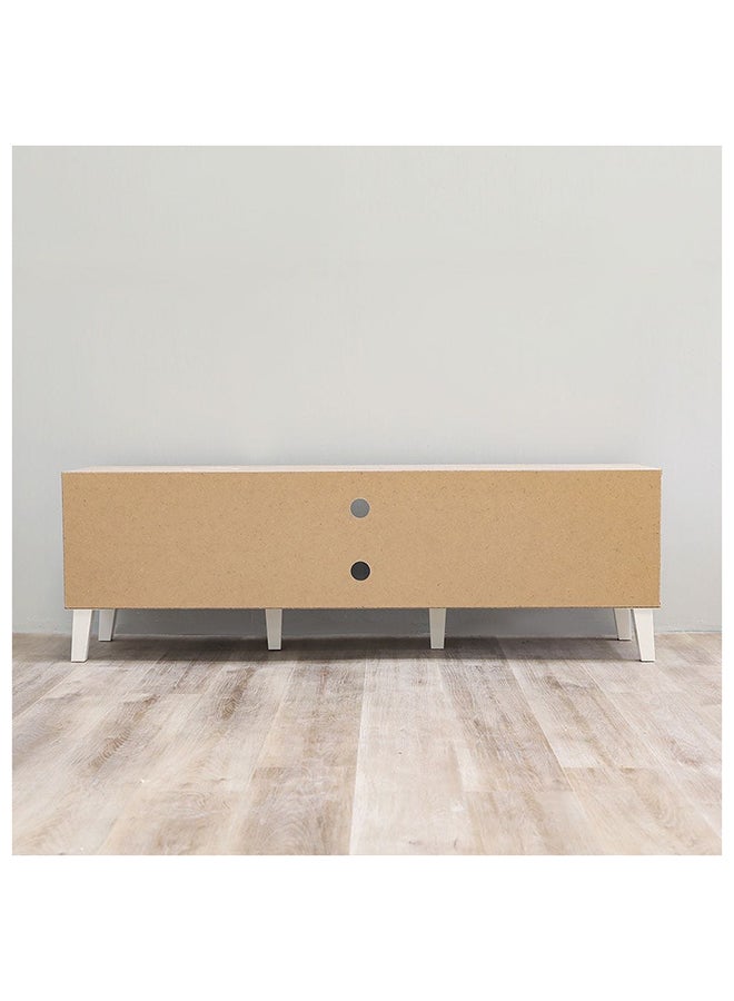 Juno TV Cabinet For Up To 55 Inches TV Entertainment Modern Design Wall Unit Furniture Wooden TV Stand For Living Room Bedroom TV Rack L152xW40xH49 cm White/Sonoma Oak