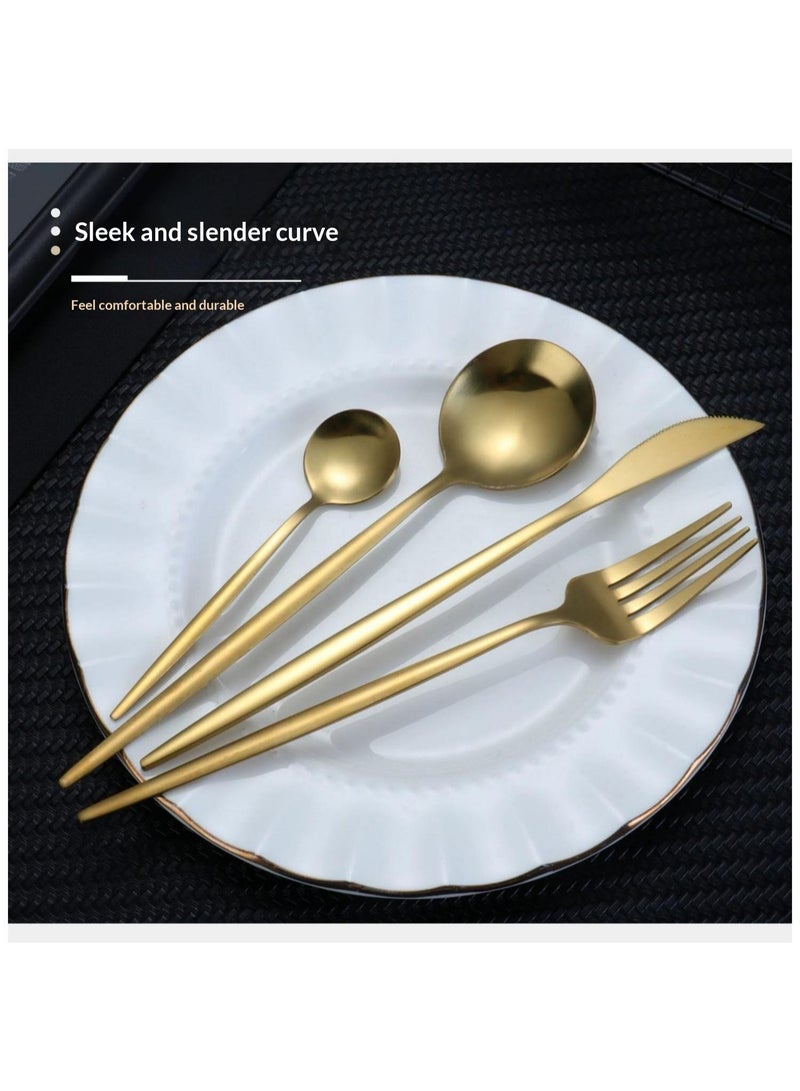 SISGL طقم أدوات مائدة من 24 قطعة، أدوات مائدة من الفولاذ المقاوم للصدأ لـ 6 أشخاص، أدوات تناول العشاء للمنزل والمطعم والحفلات، تشمل ملاعق وشوك وسكاكين وحواف مربعة وتشطيب مرآة، آمنة للغسالة الأطباق - Image 4
