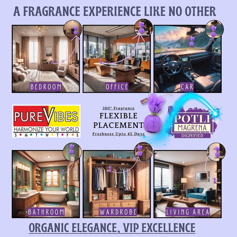 PUREVIBES معطر هواء PureVibes بوتلي مغرنا عضوي متميز معطر هواء معزّز بالكافور يقضي على الروائح يعمل 247 لمدة تصل إلى 45 يومًا للغرفة والسيارة والمكتب ومنطقة المعيشة وخزانة الملابس بنفسجي - Image 3