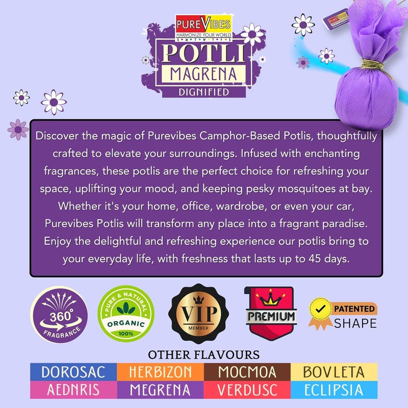 PUREVIBES معطر هواء PureVibes بوتلي مغرنا عضوي متميز معطر هواء معزّز بالكافور يقضي على الروائح يعمل 247 لمدة تصل إلى 45 يومًا للغرفة والسيارة والمكتب ومنطقة المعيشة وخزانة الملابس بنفسجي - Image 4