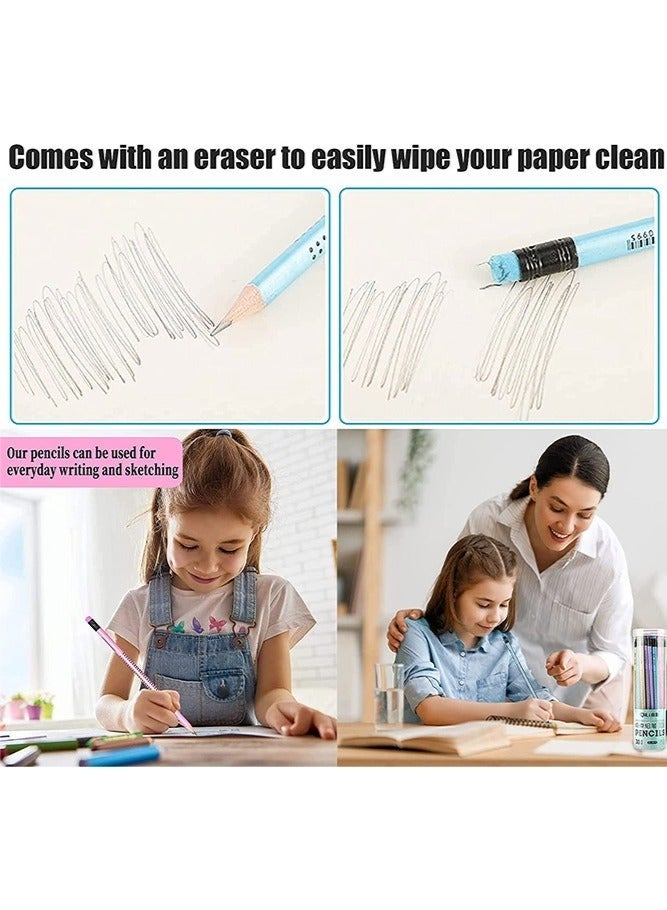 30 Pcs Wooden HB Pencils, Black Pencil Non Slip Pre-Sharpened Pencil with Eraser Student Writing Drawing Tool for Exams, School, Office, Home Drawing Sketching - Image 5