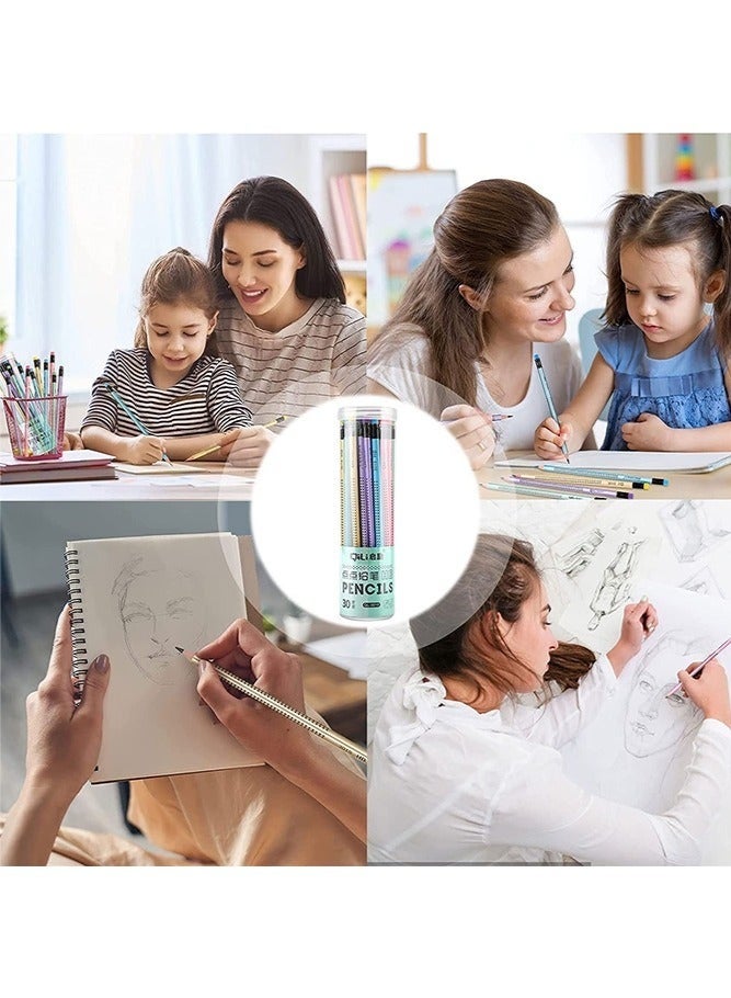 30 Pcs Wooden HB Pencils, Black Pencil Non Slip Pre-Sharpened Pencil with Eraser Student Writing Drawing Tool for Exams, School, Office, Home Drawing Sketching - Image 3