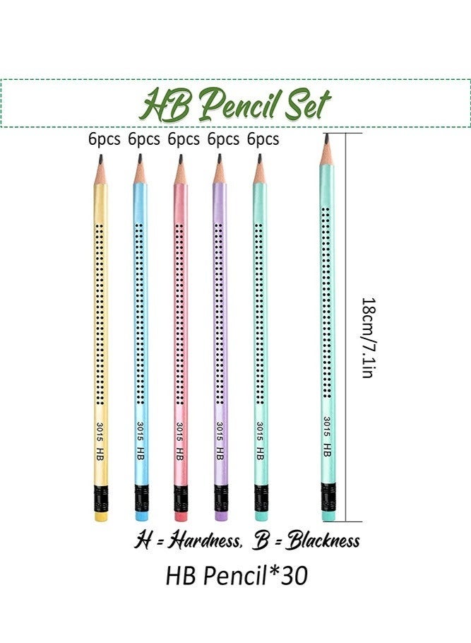 30 Pcs Wooden HB Pencils, Black Pencil Non Slip Pre-Sharpened Pencil with Eraser Student Writing Drawing Tool for Exams, School, Office, Home Drawing Sketching - Image 2