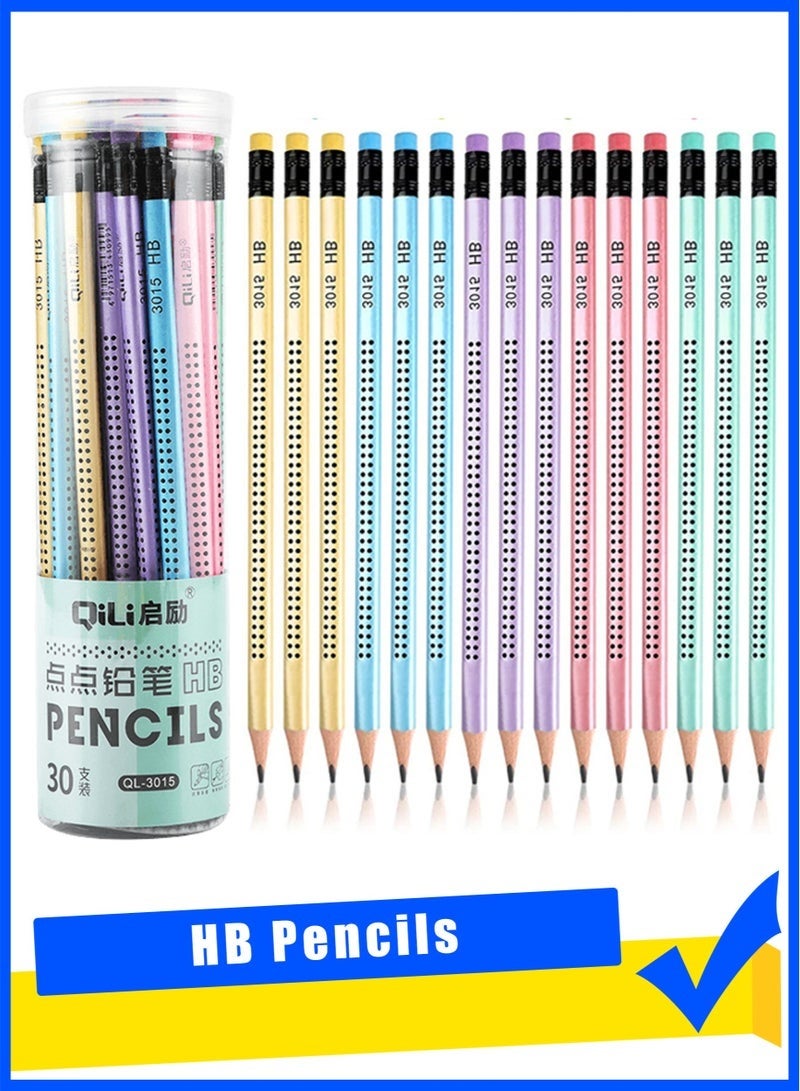 30 Pcs Wooden HB Pencils, Black Pencil Non Slip Pre-Sharpened Pencil with Eraser Student Writing Drawing Tool for Exams, School, Office, Home Drawing Sketching - Image 1
