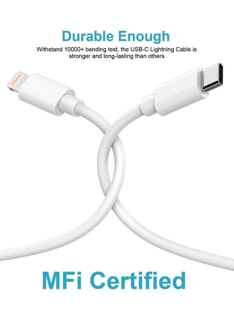 شاحن سريع USB-C بقوة 35 واط مع كابل USB-C إلى Lightning بطول متر واحد، شاحن حائط بتقنية PD (ثلاثي الأطراف بنمط المملكة المتحدة)، محول طاقة فائق السرعة متوافق مع سلسلة iPhone 16/15/14/13/12/11 وأجهزة iPad وAirPods – لون أبيض - Image 2