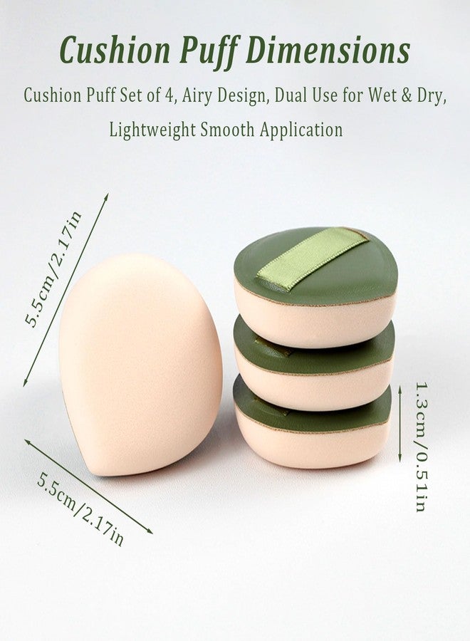 Brvlsoc 4-Pack Makeup Sponges – Latex-Free Blender Set for Foundation, Concealer & Powder, Soft, Reusable & Beginner-Friendly Beauty Tools (Green) - Image 2