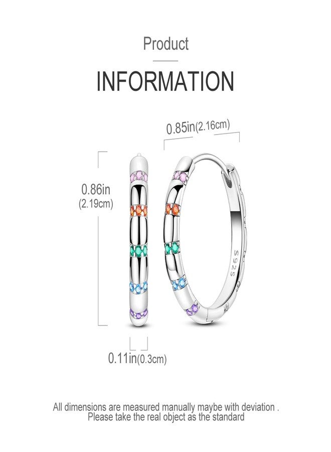 NARMO Hoop Earrings for Women 925 Sterling Silver Colorful Cubic Zirconia Hoop Earrings - Image 3