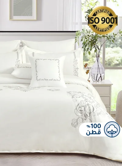 Master Home Textile MASTER Cotton Embroidery Comforter Sets, Fits 200 x 200 cm Double Size Bed, 9 Pcs King Size, 200 TC Cotton
