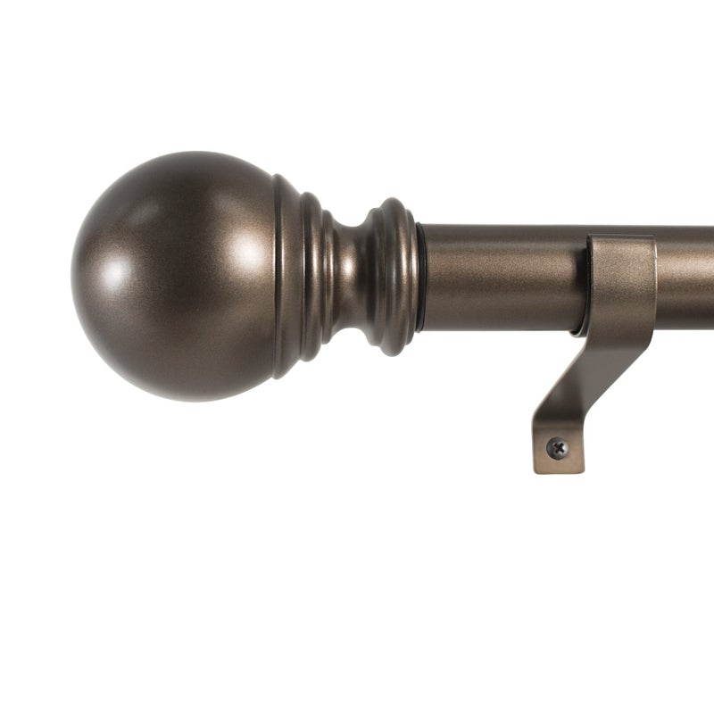 Decopolitan 30409BZ36 Ball Single Telescoping Drapery Rod Set Medium Bronze36 to 72 inch
