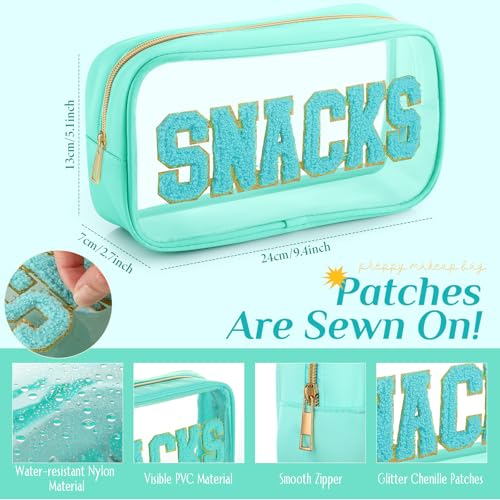 SilTriangle 4 Pcs Mama and Baby Toiletry Bag Clear Chenille Letter Diaper Bag Pouch Snacks Makeup Stuff Travel Preppy Transparent Pouch with Zipper for Women GiftPastel Color - Image 3