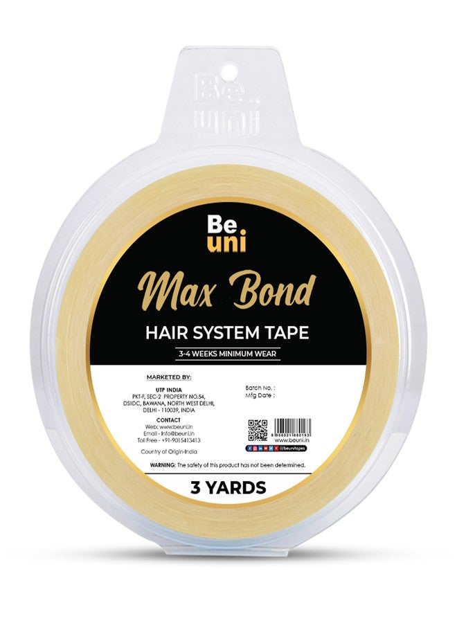 Beuni Max Bond Hair Patch Tape For Men - Super Ultra Hold Up To 2-4 Weeks | Waterproof Wig Tape For Men | Skin Safe, Non-Allergic, Medical Grade Material | 36 Yrd - Image 1