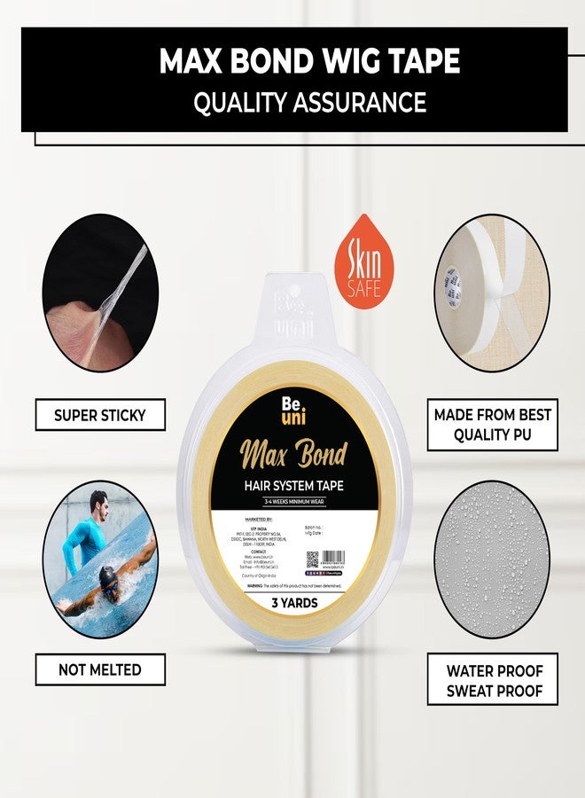 Beuni Max Bond Hair Patch Tape For Men - Super Ultra Hold Up To 2-4 Weeks | Waterproof Wig Tape For Men | Skin Safe, Non-Allergic, Medical Grade Material | 36 Yrd - Image 3