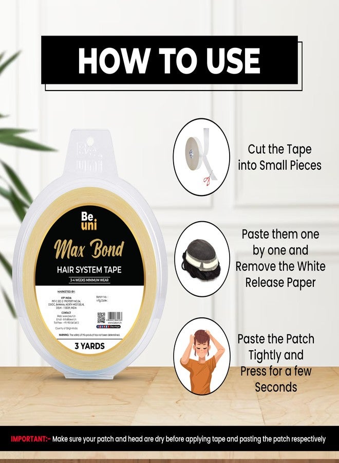 Beuni Max Bond Hair Patch Tape For Men - Super Ultra Hold Up To 2-4 Weeks | Waterproof Wig Tape For Men | Skin Safe, Non-Allergic, Medical Grade Material | 36 Yrd - Image 5