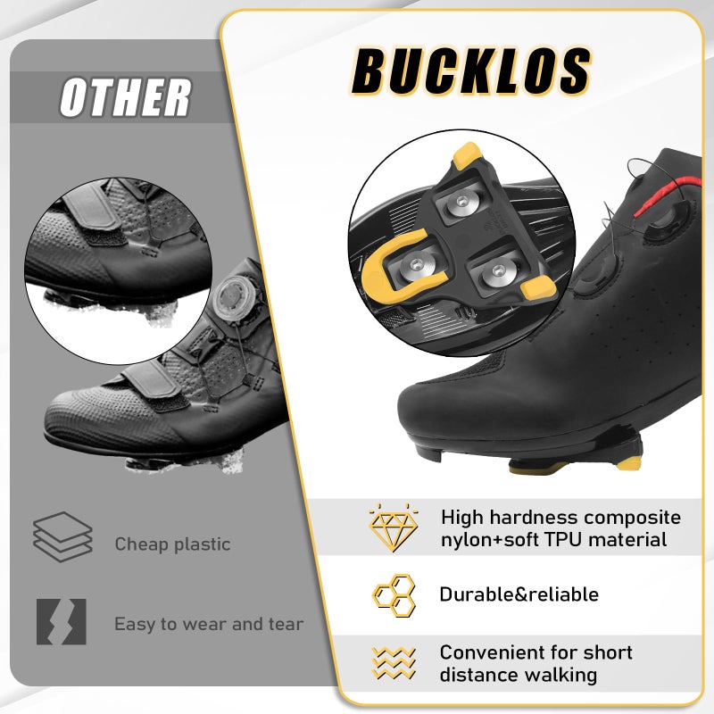 BUCKLOS SPD SL Cleats for Road Bike Cycling Shoes Compatible with Shimano SPD-SL Pedals-BH10/BH11/BH12 Float Cleats for Indoor Peloton & Outdoor Bicycle Training(6 Degree-Yellow) - Image 3