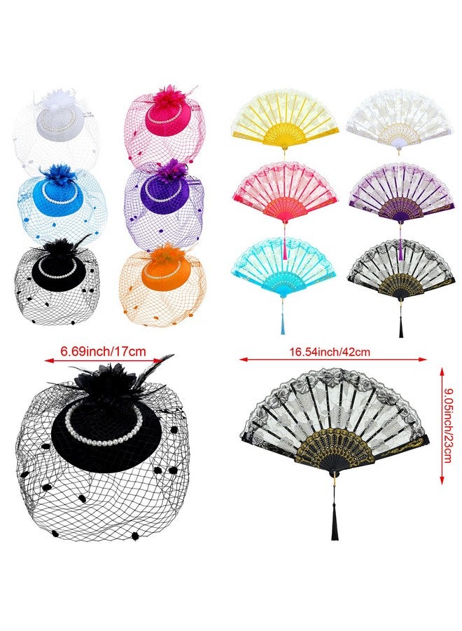Janmercy 18 Pcs Tea Party Supplies Lets Partea Party Favor Decoration With Girls Tea Party Hats Tea Party Folding Fan Lace Gloves For Girl Kids Children Lets Partea Party Favors - Image 3