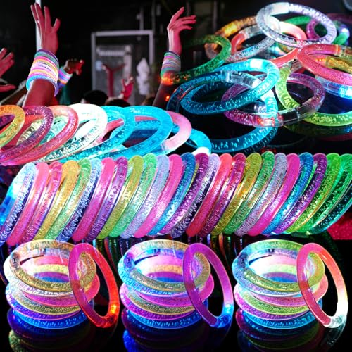 OLUPP 120 Pack LED Light Up Bracelets Glow in the Dark Party Supplies 6 Color Glow Bracelets Rave Party Favors for KidsAdults Birthday ConcertGoodie Bag Fillers New Year - Image 1