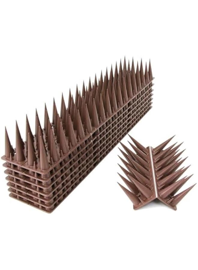 HOOKOR Bird Spikes,10 Pack Bird Squirrel Rac eon Cat Animal Deterrent Spikes for Outside Anti Bird Defender Spikes Outdoor to Keep Birds Away,12inch, Brown 4 rows (45-03) - Image 1