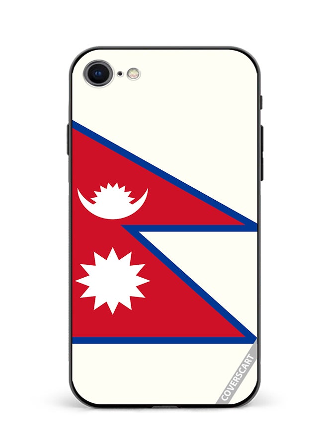 غطاء حماية لجهاز آبل آيفون 8 بتصميم علم نيبال متعدد الألوان